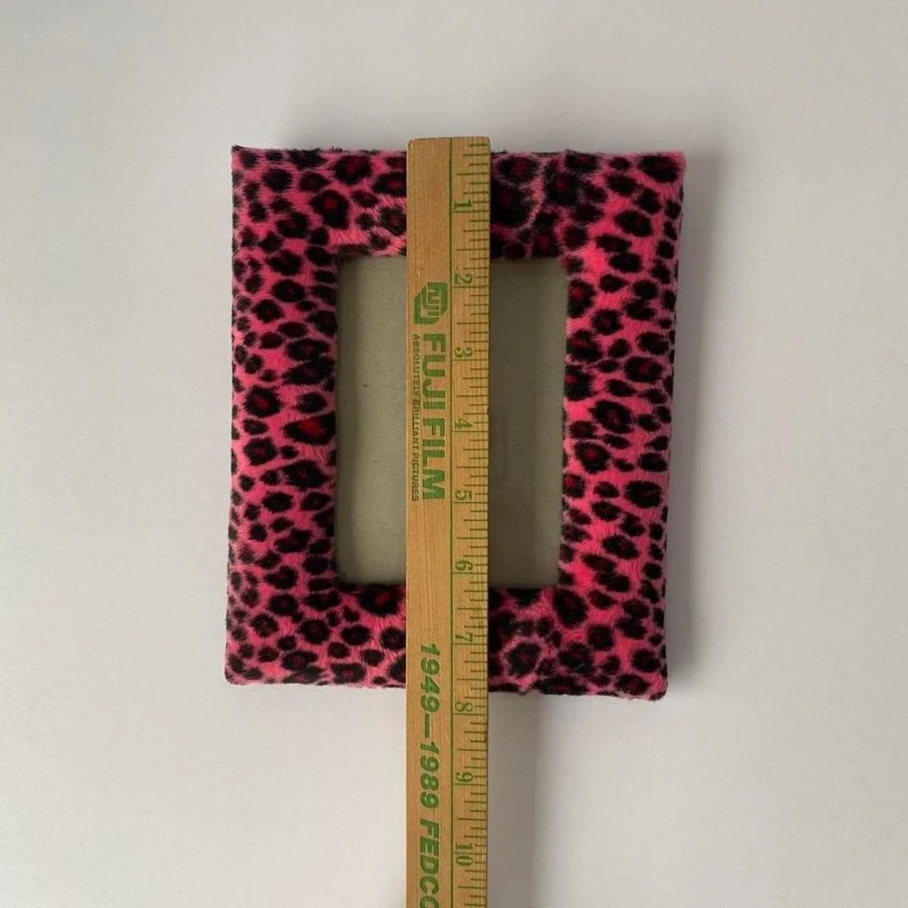 Vintage Pink leopard faux fur Picture Frame 4X6 Pink black Y2K retro decor